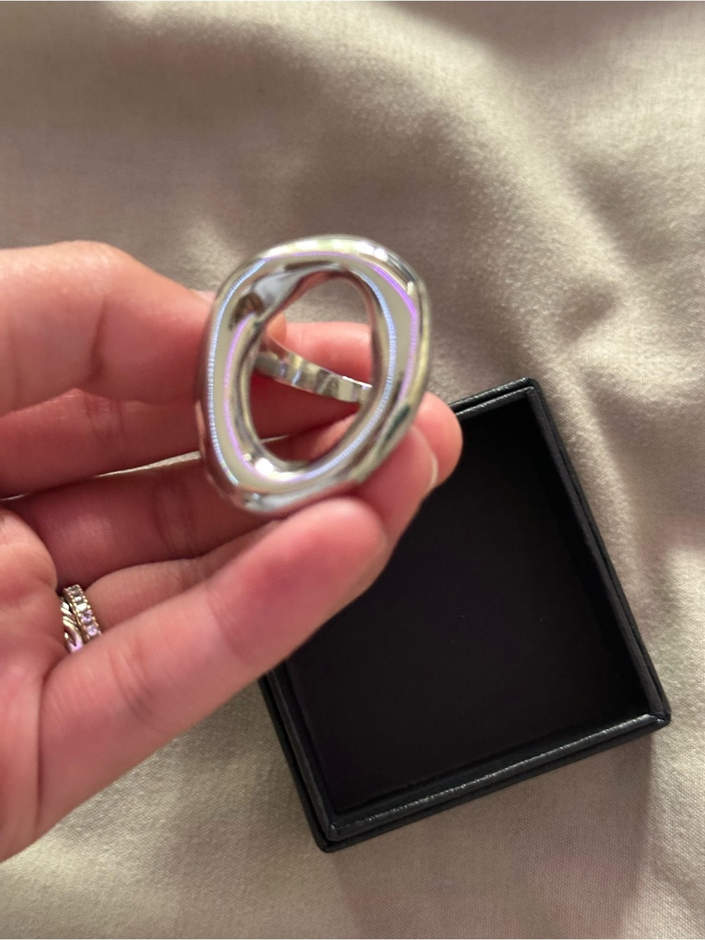 Silver Organic Loop Statement Ring - Women's Jewelry